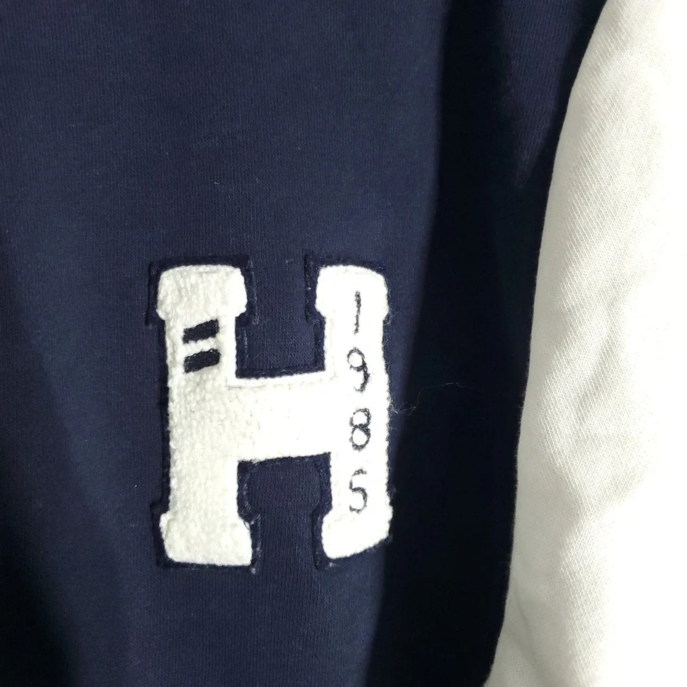 Tommy Hilfiger Jacket Mens XXL Navy White Varsity Bomber H 1985 Logo Preppy‎